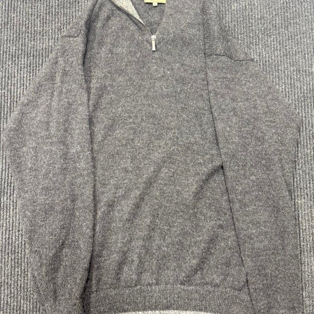 IntiWara Alpaca Quarter Zip Sweater Mens Large Gray Knit Pullover vintage